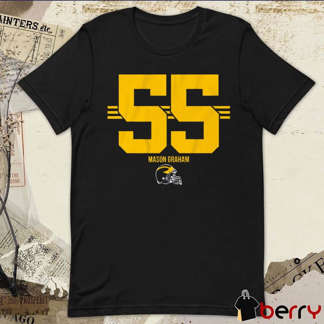 Michigan Wolverines Football Mason Graham 55 Stripe t-shirt