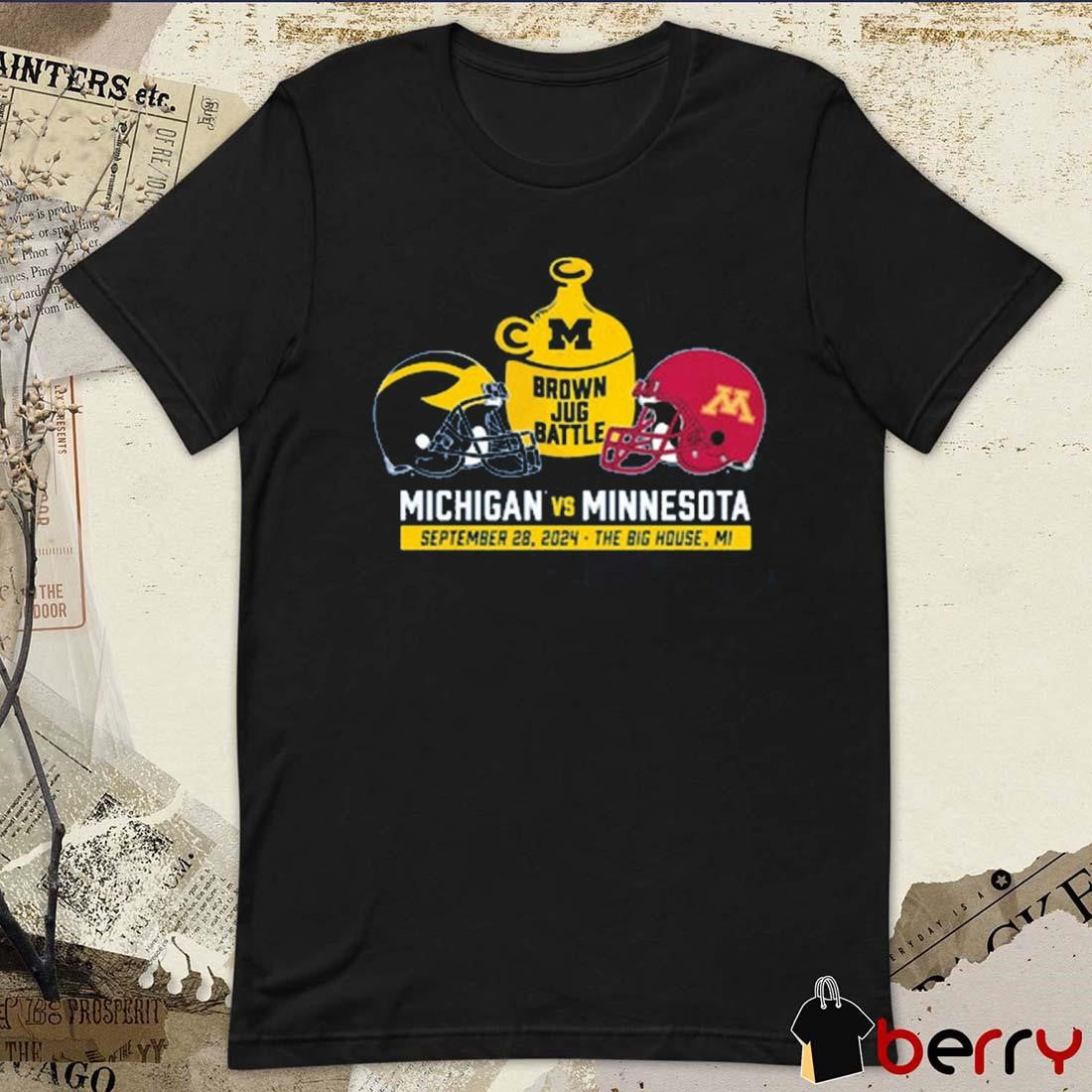 Michigan Wolverines Vs Minnesota Athletics Valiant Blue Little Brown Jug Gameday Sep 28 2024 t-shirt