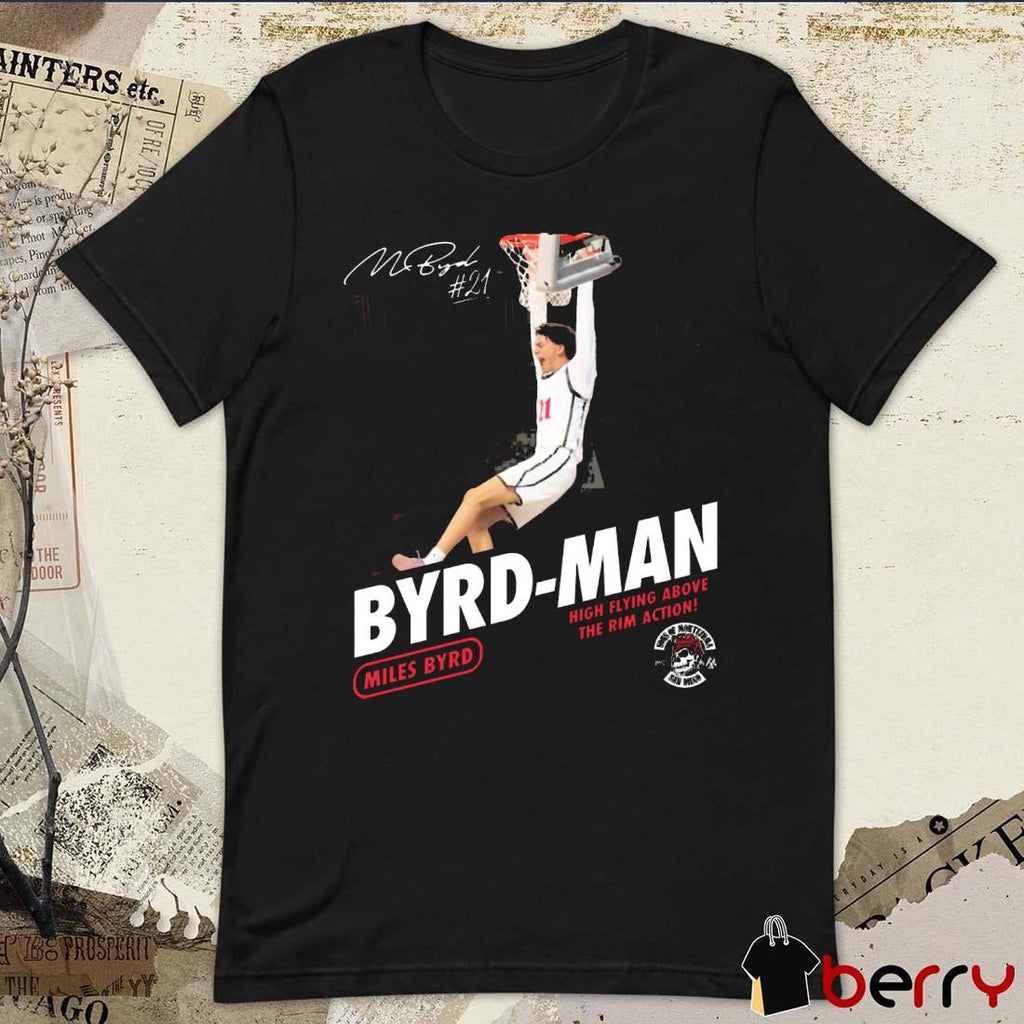 Miles Byrd High Flying Above The Rim Action Byrd-Man San Diego State Aztecs Signature t-shirt
