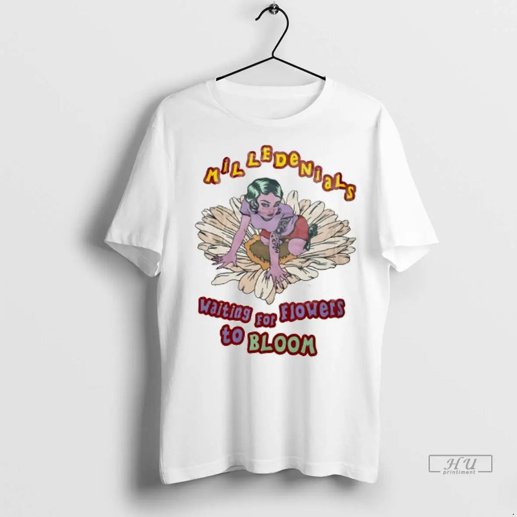 Official Milledenials Waiting For Flowers To Bloom Ladies T Shirt