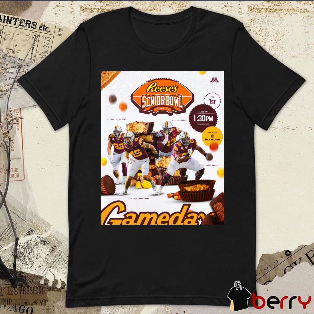 Minnesota Golden Gophers football Striggow Joyner Ersery Lindeberg Reese’s Senior Bowl Mobile AL Feb 1st 2025 Poster t-shirt