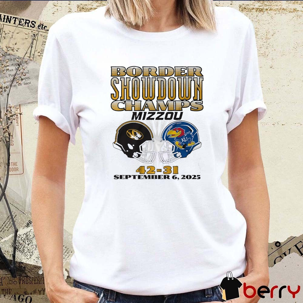 Missouri Tigers Football Border Showdown Champs Mizzou Vs Kansas Score 42-31 September 6 2025 t-shirt