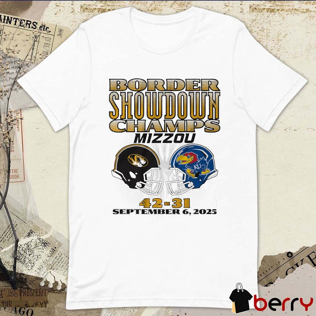 Missouri Tigers Football Border Showdown Champs Mizzou Vs Kansas Score 42-31 September 6 2025 t-shirt