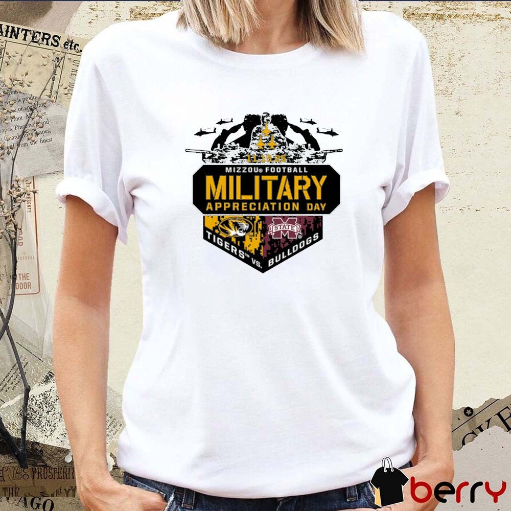 Mizzou Tiger vs Mississippi State Bulldogs Military Appreciation Game Day 11.15.25 t-shirt