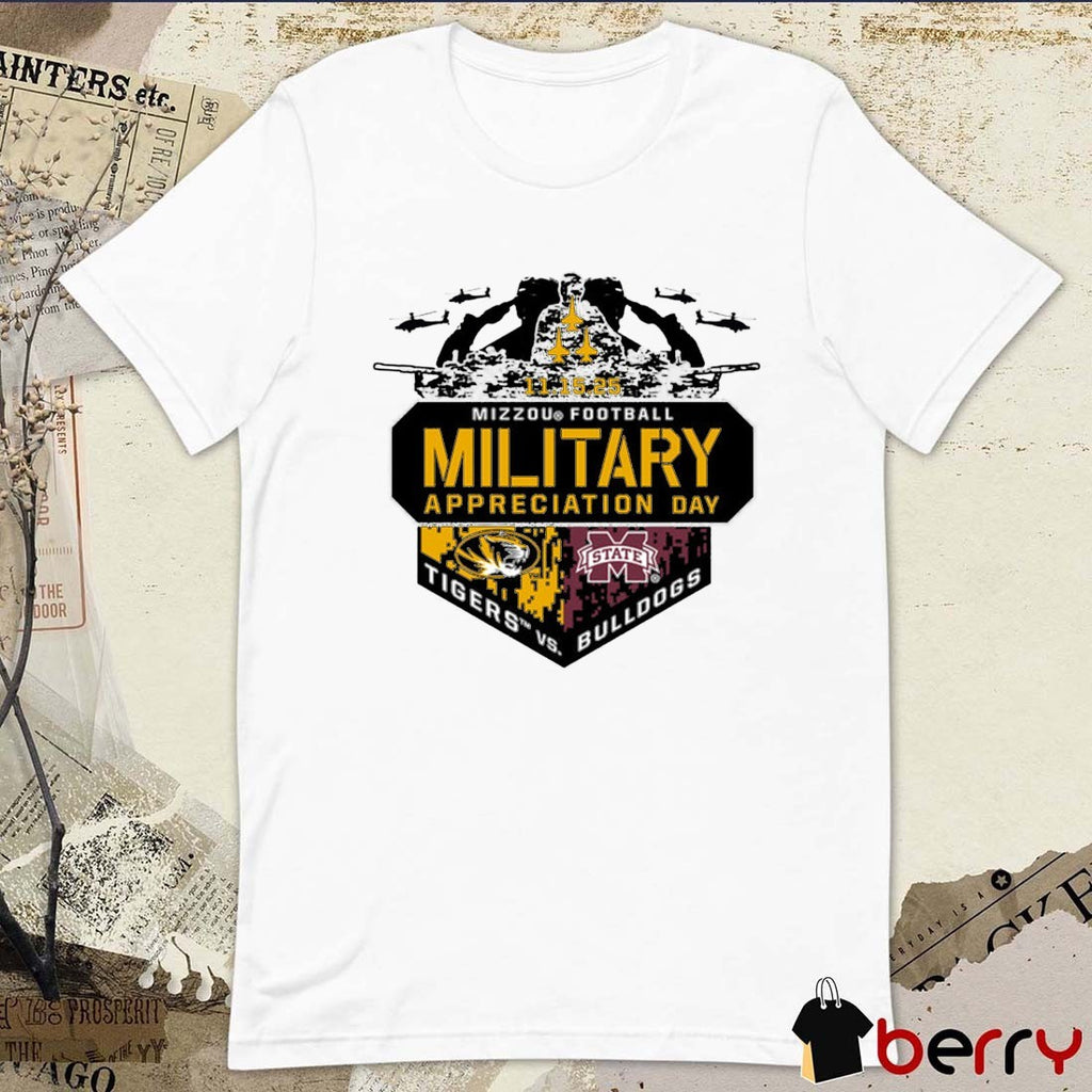 Mizzou Tiger vs Mississippi State Bulldogs Military Appreciation Game Day 11.15.25 t-shirt