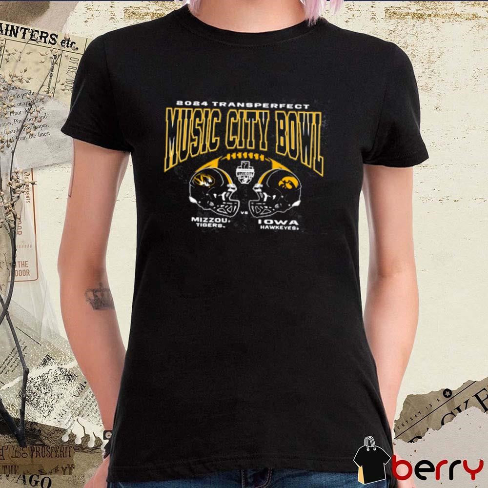 Mizzou Tigers Vs Iowa Hawkeyes 2024 Transperfect Champion Music City Bowl Dueling Helmet t-shirt