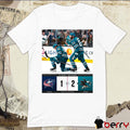 NHL Final Score Columbus Blue Jackets Vs San Jose Sharks 1 – 2 2024-25 Season Poster t-shirt