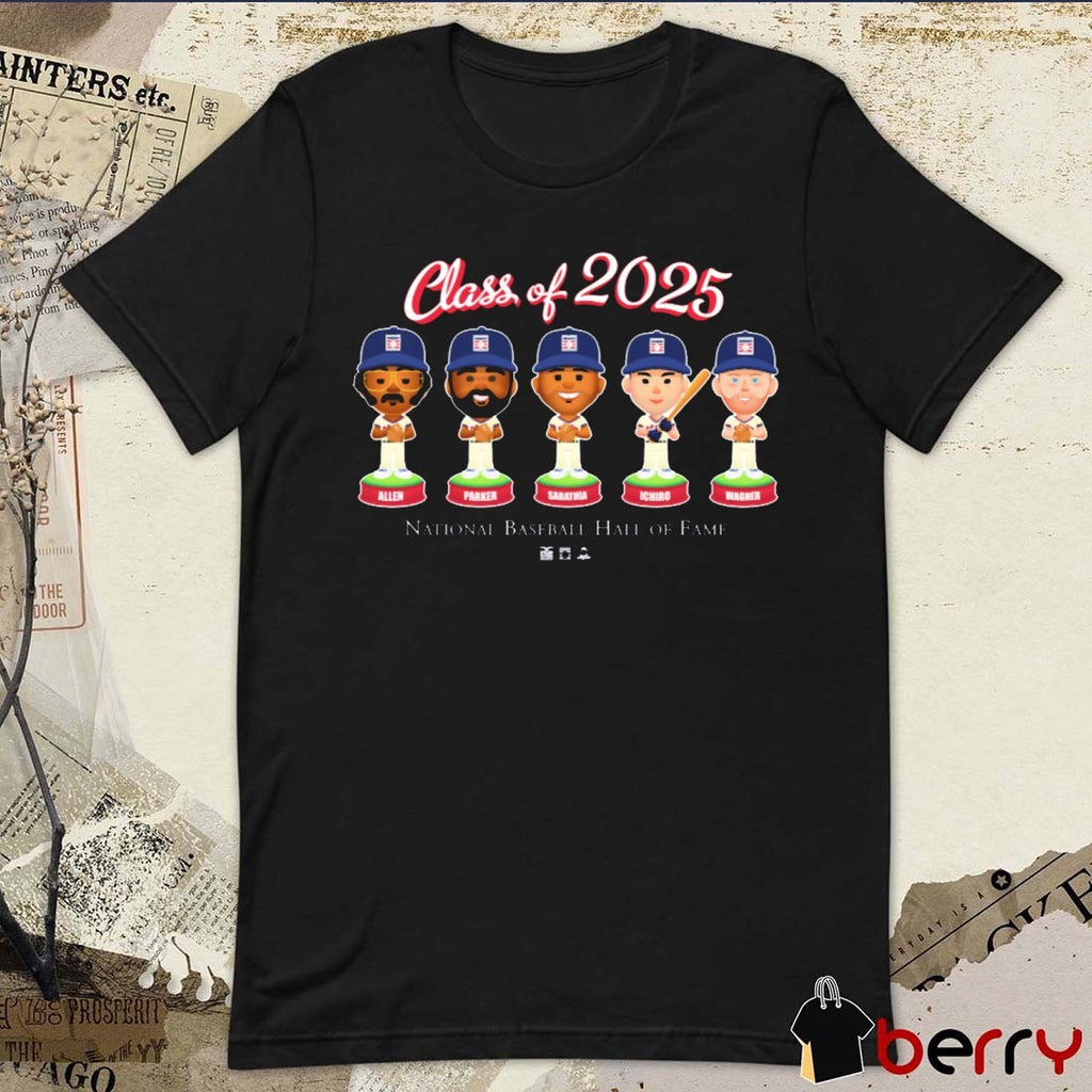 National Baseball Hall of Fame Class of 2025 Allen Parker Sabathia Ichiro Wagner Bobblehead t-shirt