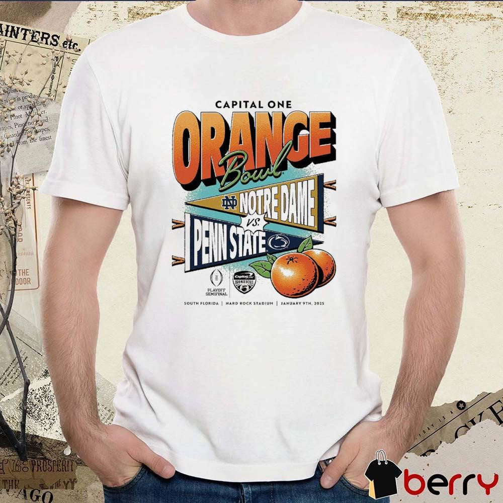 Notre Dame Fighting Irish Vs Penn State Nittany Lions 2025 College Football Playoff Capital One Orange Bowl Head-To-Head Jan 9th t-shirt