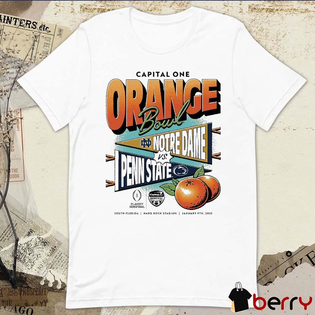 Notre Dame Fighting Irish Vs Penn State Nittany Lions 2025 College Football Playoff Capital One Orange Bowl Head-To-Head Jan 9th t-shirt
