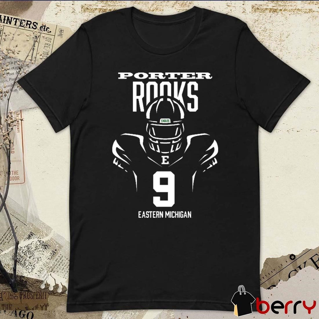 Porter Rooks #9 Eastern Michigan Football Green Endzone t-shirt