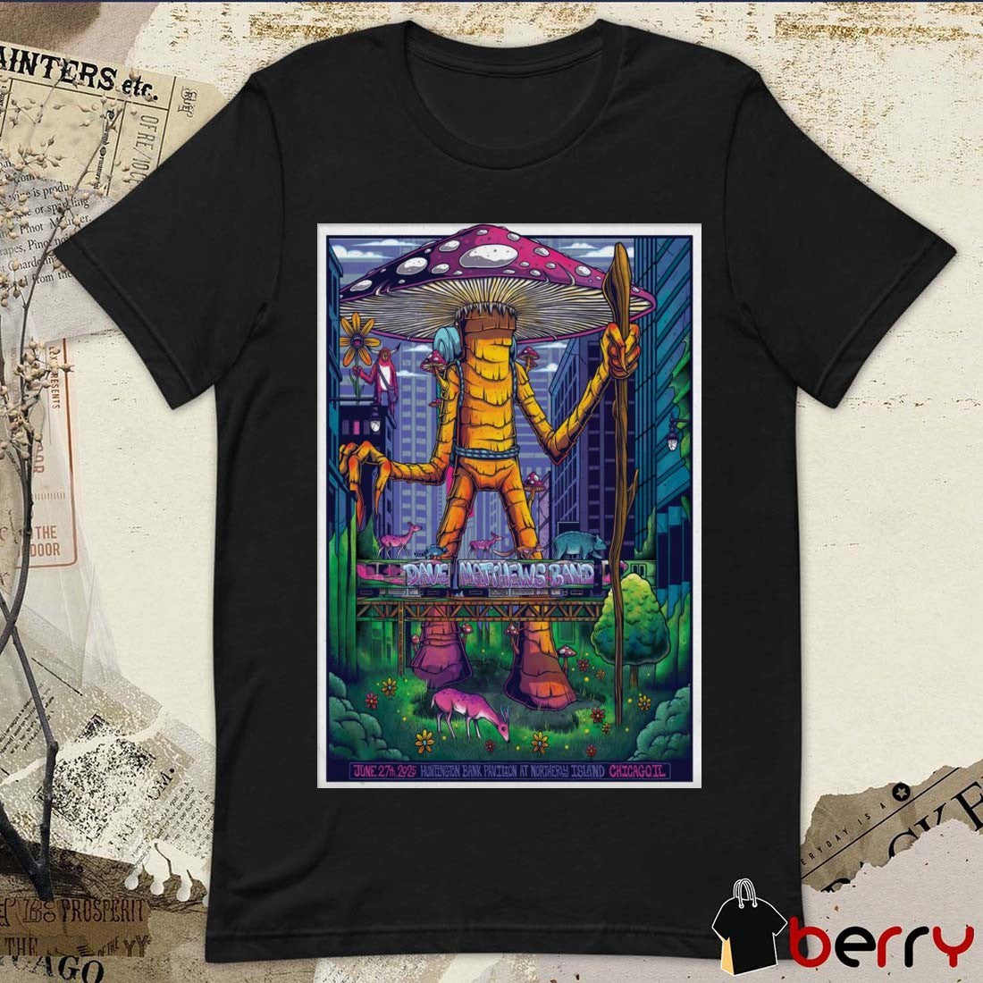 Poster Dave Matthews Band June 27 2025 Huntington Bank Pavilion At Northerly Island In Chicago IL t-shirt