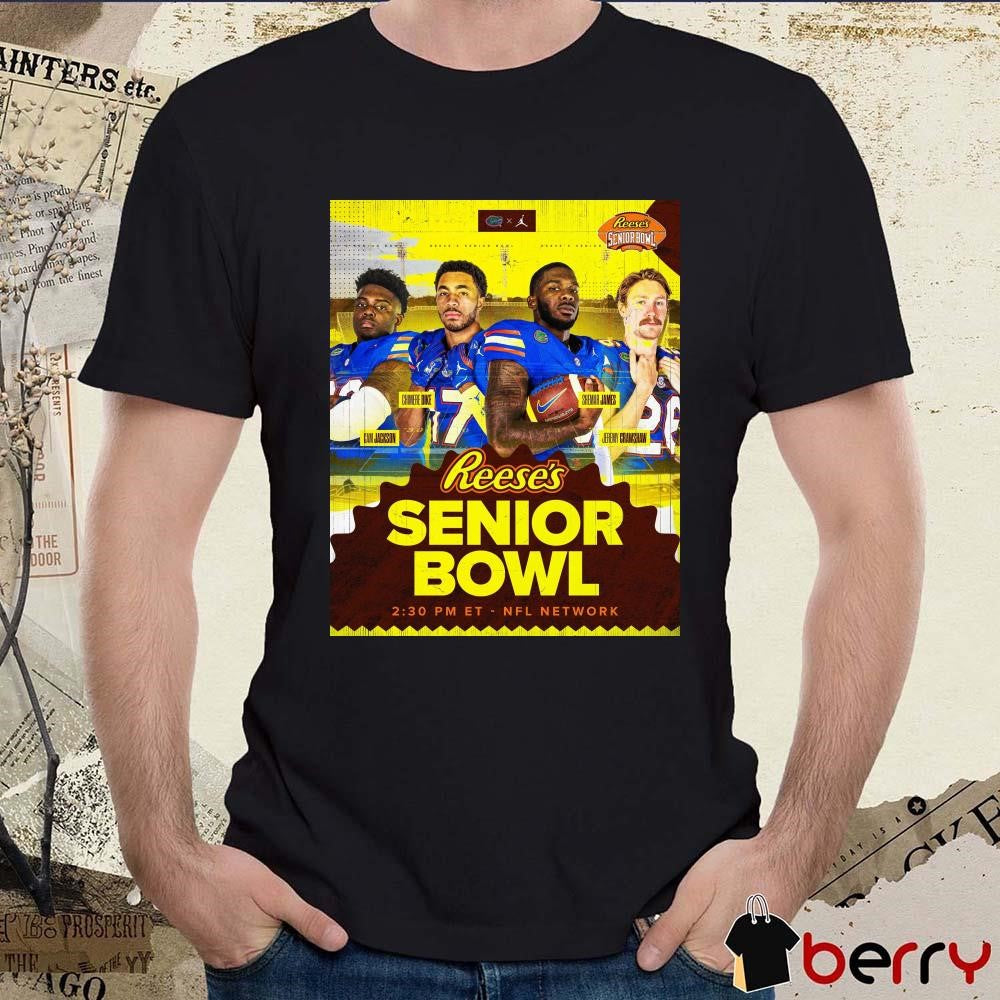 Poster Florida Gators Football Dike Jackson James Crawshaw 2025 Reese’s Senior Bowl Mobile AL t-shirt