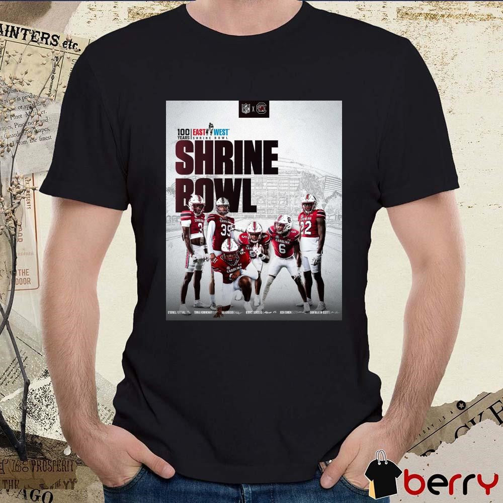 Poster Gamecock Football 100 Years East-west Shrine Bowl O’Donnell Tonka Hemingway Signatures t-shirt