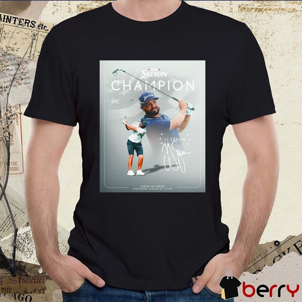 Poster J.J. Spaun Team Srixon Champion Oakmont Country Club 125th US Open Signature t-shirt
