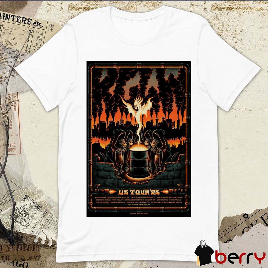 Poster King Gizzard And The Lizard Wizard US Tour 2025 Field Of Vision Buena Vista CO t-shirt