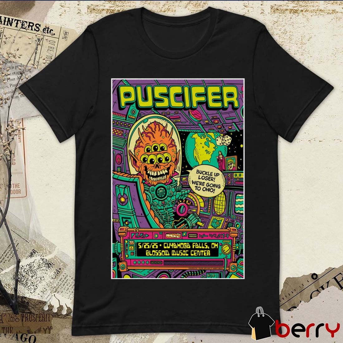 Poster Puscifer Blossom Music Center Cuyahoga Falls OH May 25 2025 Concert t-shirt