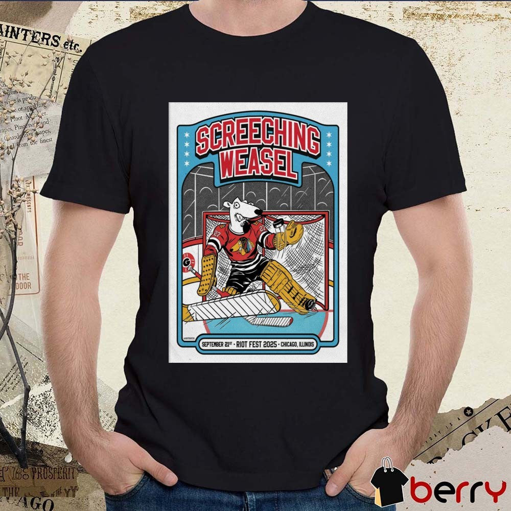 Poster Screeching Weasel September 21 2025 Chicago IL in Riot Fest 2025 t-shirt
