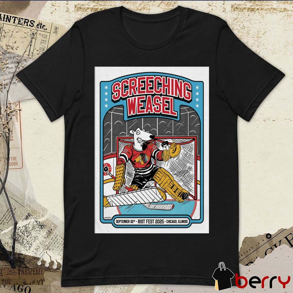 Poster Screeching Weasel September 21 2025 Chicago IL in Riot Fest 2025 t-shirt