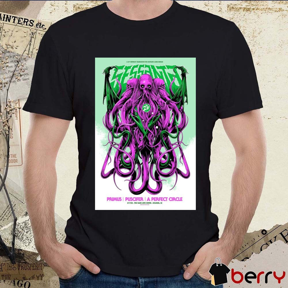 Poster Sessanta Primus Puscifer A Perfect Circle PNC Bank Arts Center Holmdel NJ May 17 2025 Concert t-shirt