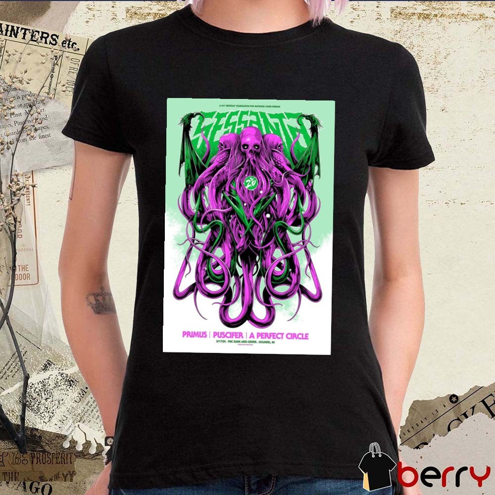 Poster Sessanta Primus Puscifer A Perfect Circle PNC Bank Arts Center Holmdel NJ May 17 2025 Concert t-shirt