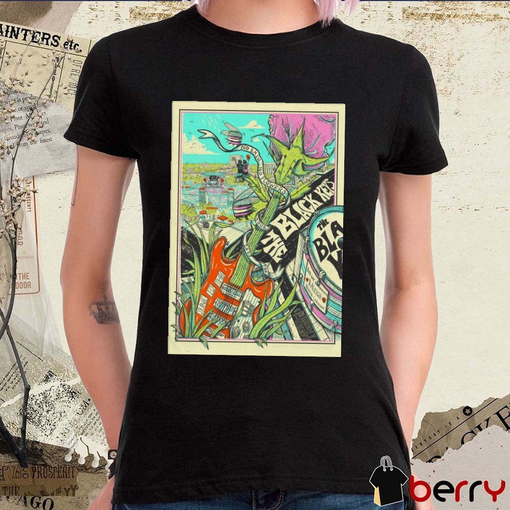 Poster The Black Keys No Rain No Flowers June 12 2025 Red Hat Amphitheater In Raleigh NC t-shirt