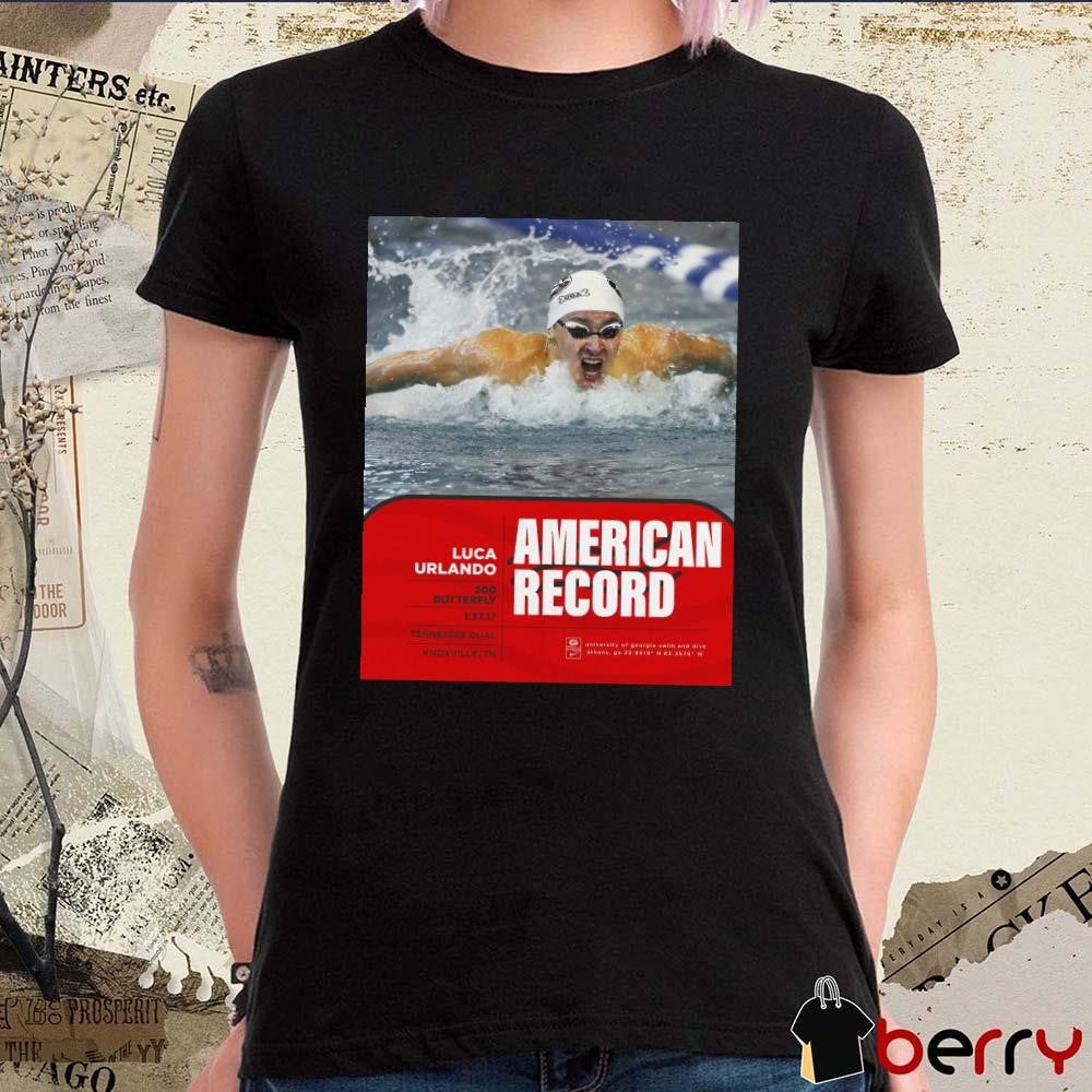 Poster UGA Swimming And Diving Gianluca Urlando American Record 200 Butterfly Tennessee Dual Knoxville TN t-shirt
