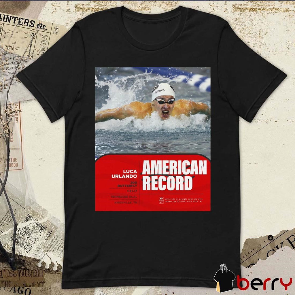 Poster UGA Swimming And Diving Gianluca Urlando American Record 200 Butterfly Tennessee Dual Knoxville TN t-shirt