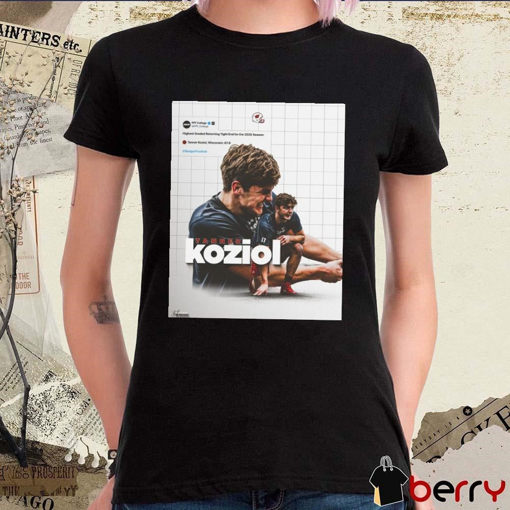 Poster Wisconsin Badgers Football Tanner Koziol Highest Graded Returning TE for the 2025 Season PFF College t-shirt