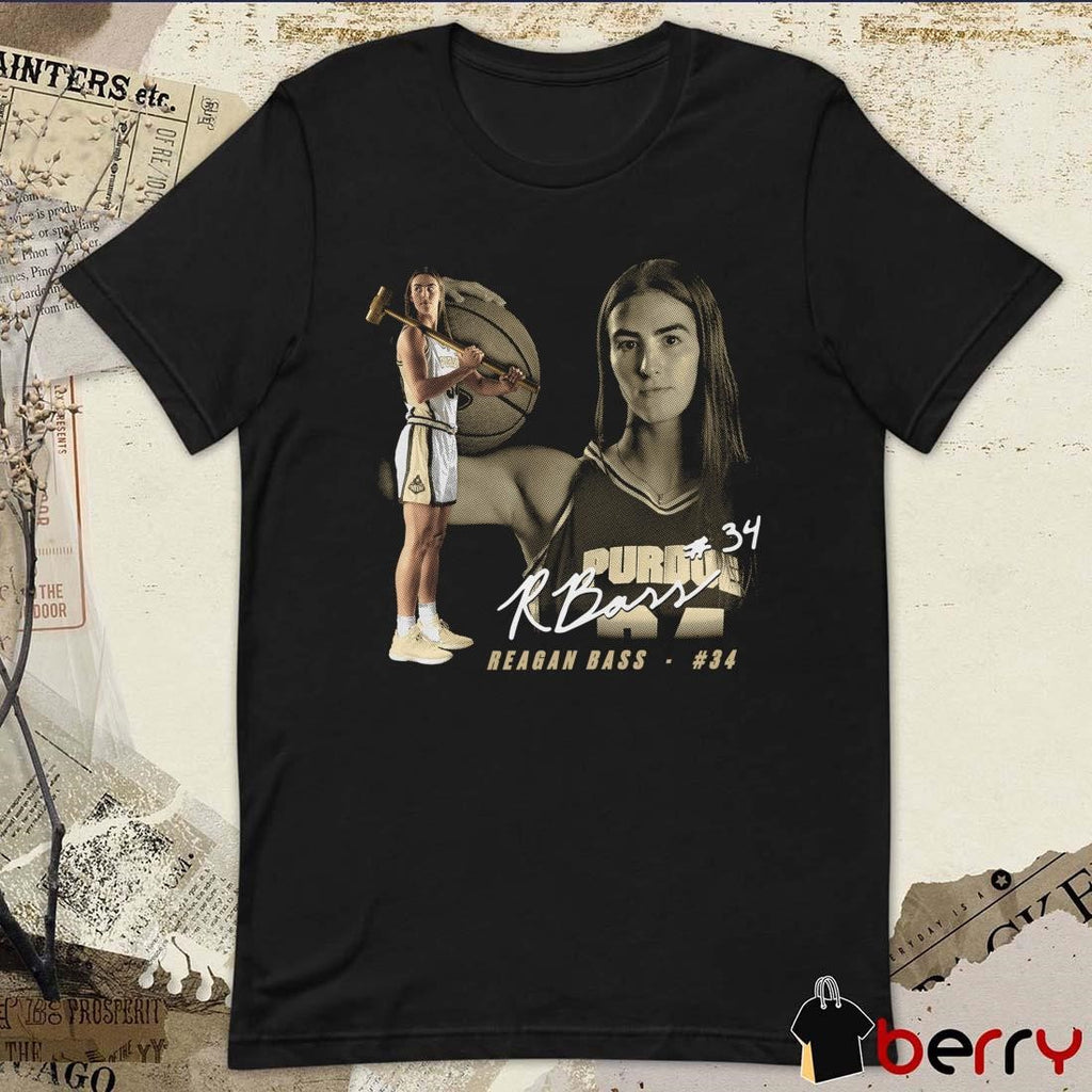 Reagan Bass Purdue Boilermakers Portrait Signature t-shirt