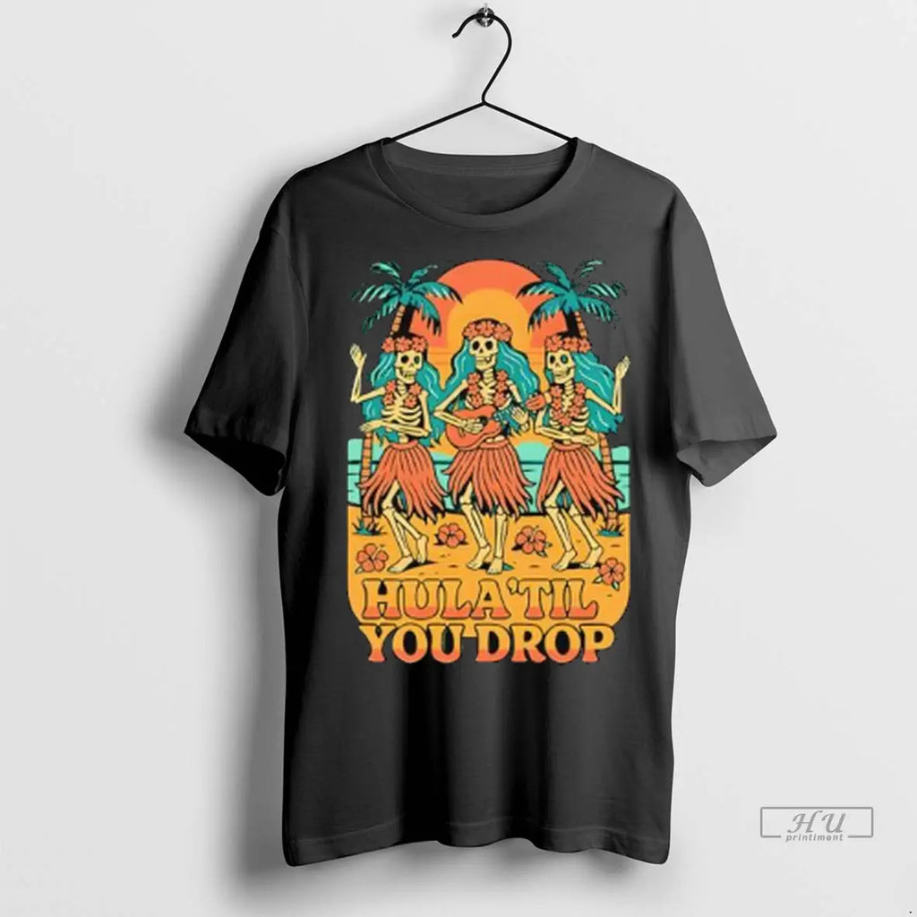 Official Retro Skeleton Hula Dance Sunset T Shirt