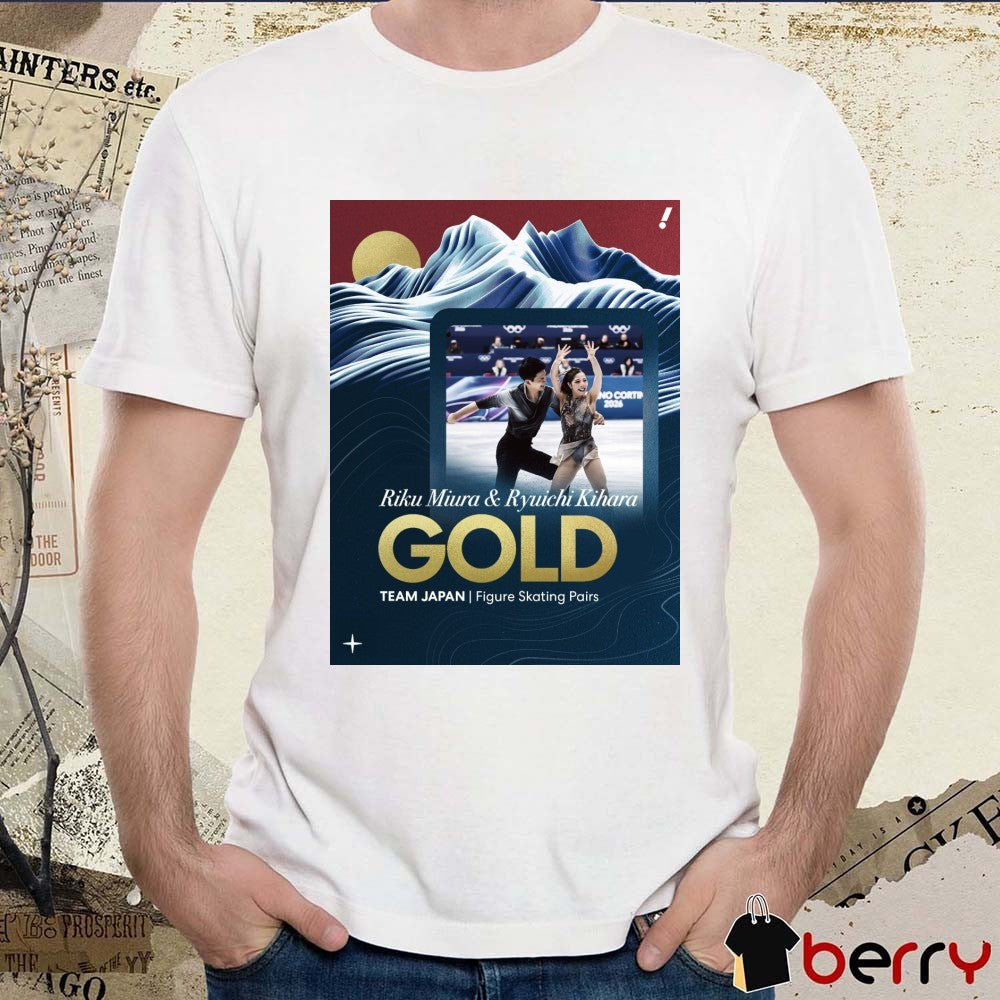 Riku Miura and Ryuichi Kihara GOLD TEAM JAPAN Figure Skating Pairs t-shirt