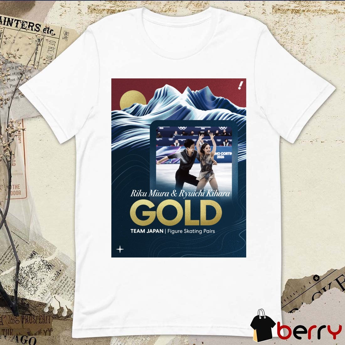 Riku Miura and Ryuichi Kihara GOLD TEAM JAPAN Figure Skating Pairs t-shirt
