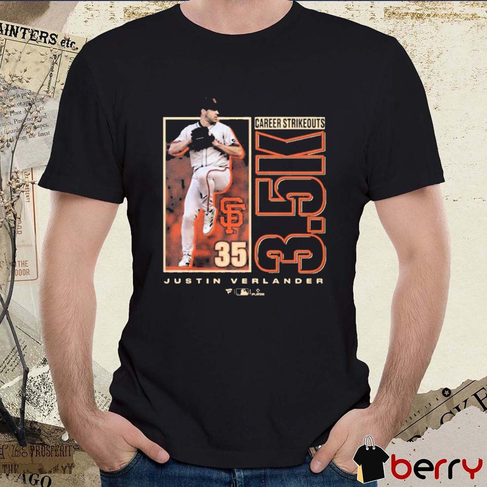 San Francisco Giants Baseball MLB Justin Verlander 3,500 Career Strikeouts Graphic t-shirt