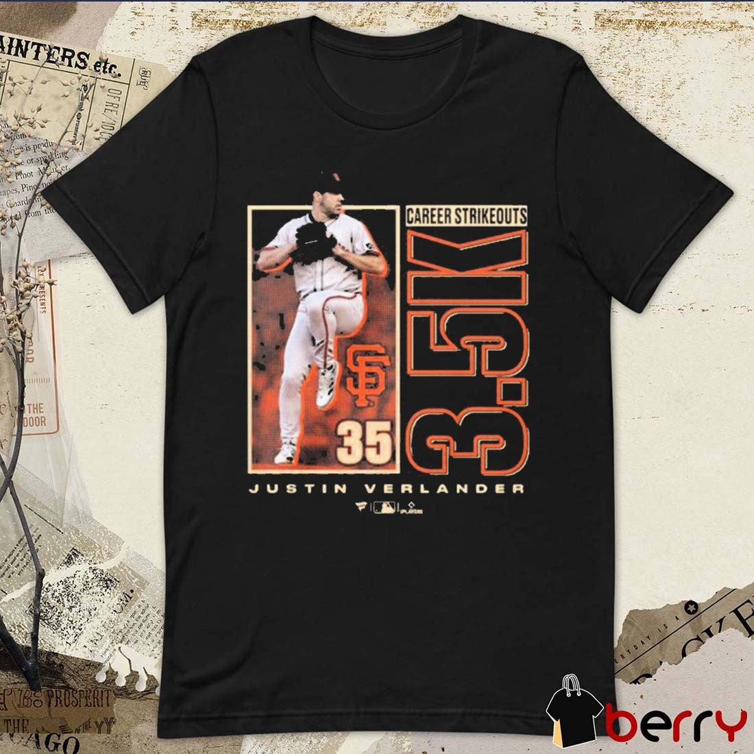 San Francisco Giants Baseball MLB Justin Verlander 3,500 Career Strikeouts Graphic t-shirt