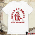 Save A Reindeer Ride A Cowboy Ugly Sweater Christmas 2024 t-shirt