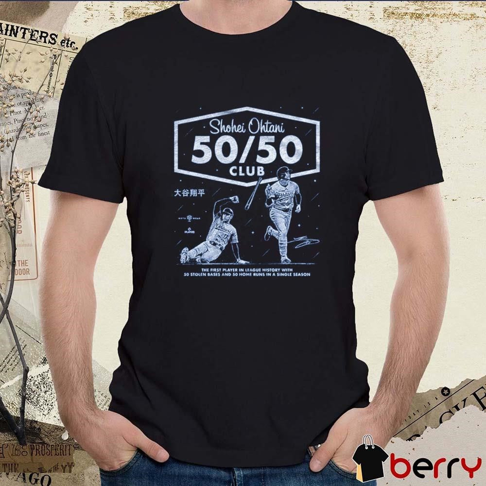 Shohei Ohtani 50 50 Club The First Player In League History With 50 Stolen Bases And 50 Home Runs In A Single Season t-shirt