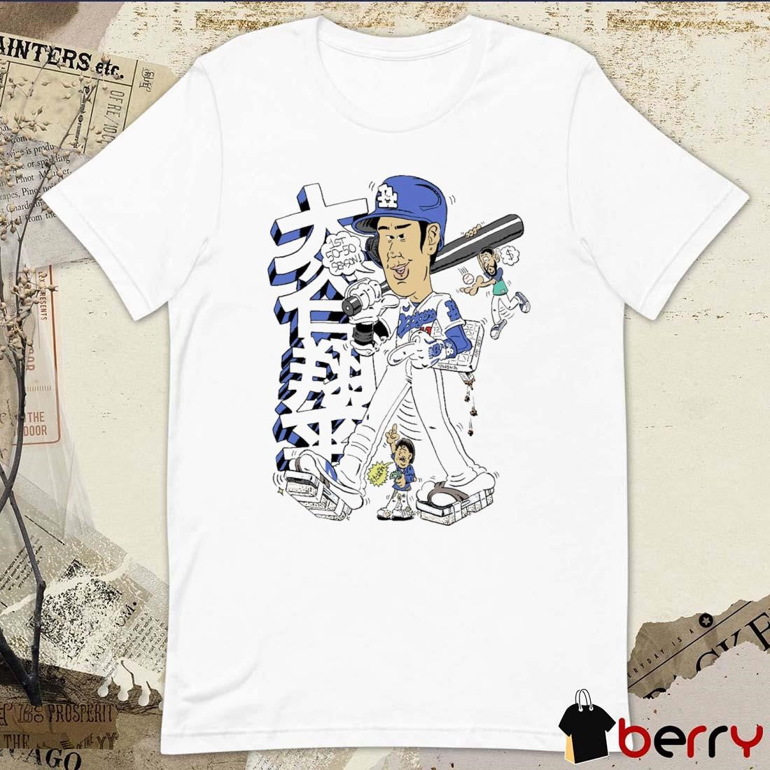 Shohei Ohtani Los Angeles Dodgers 1st 50-50 Season Caricature t-shirt