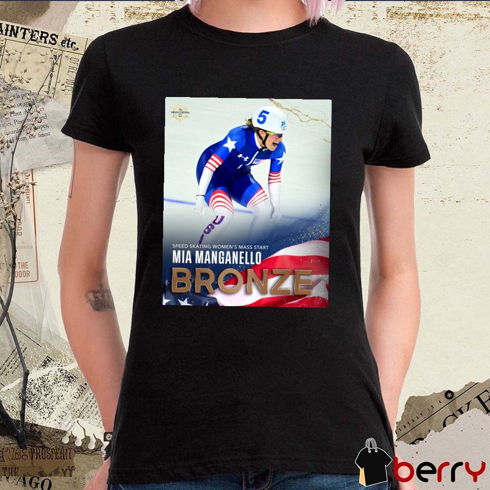 Speed Skating Women’s Mass Start Mia Manganello Bronze Milan Cortina 2026 Winter Olympics Poster t-shirt
