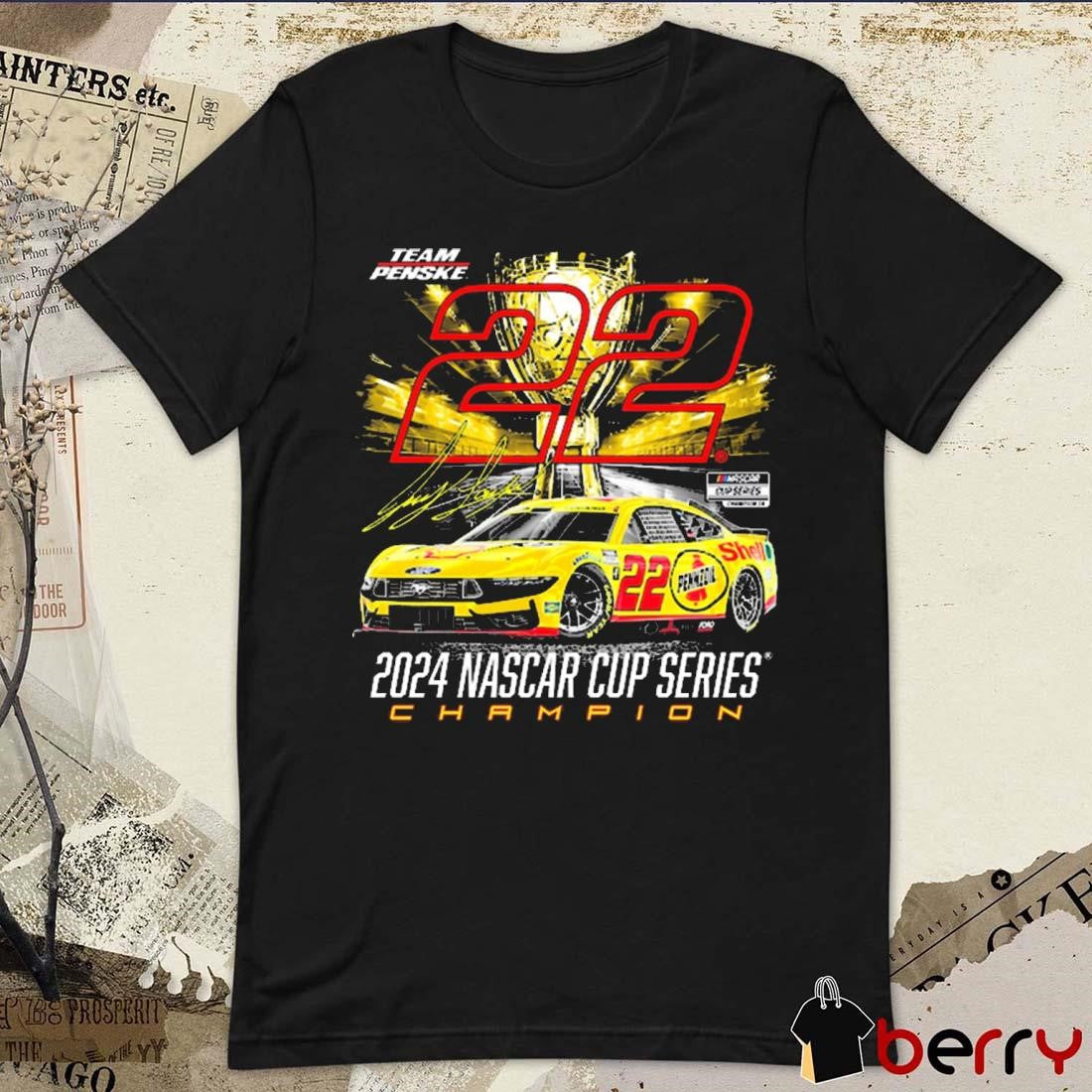 Team Penske Joey Logano 2024 NASCAR Cup Series Champion Champion 3X Signature t-shirt