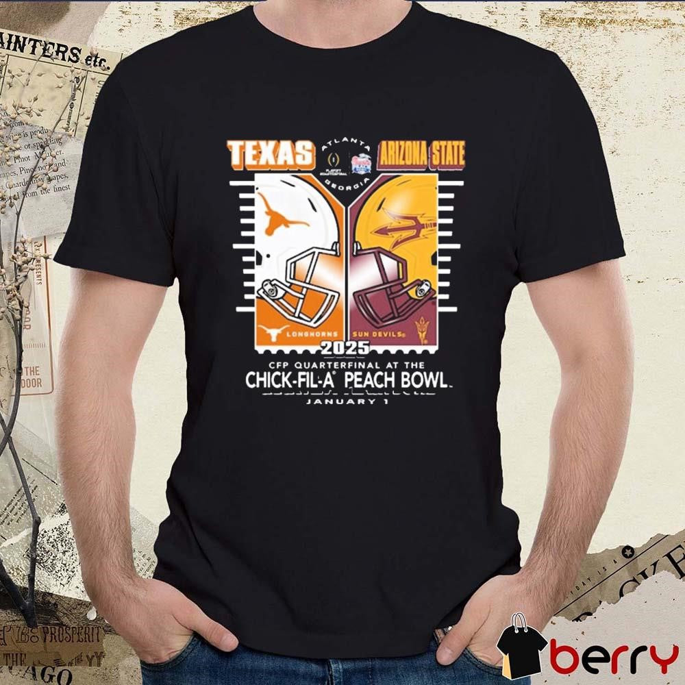 Texas Longhorns Vs Arizona State Sun Devils Jan 1 2024 CFP Quarter Final Bound Peach Bowl t-shirt