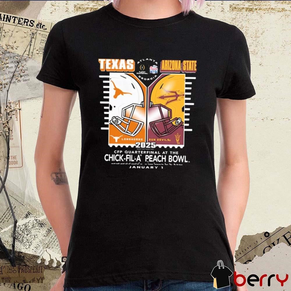 Texas Longhorns Vs Arizona State Sun Devils Jan 1 2024 CFP Quarter Final Bound Peach Bowl t-shirt