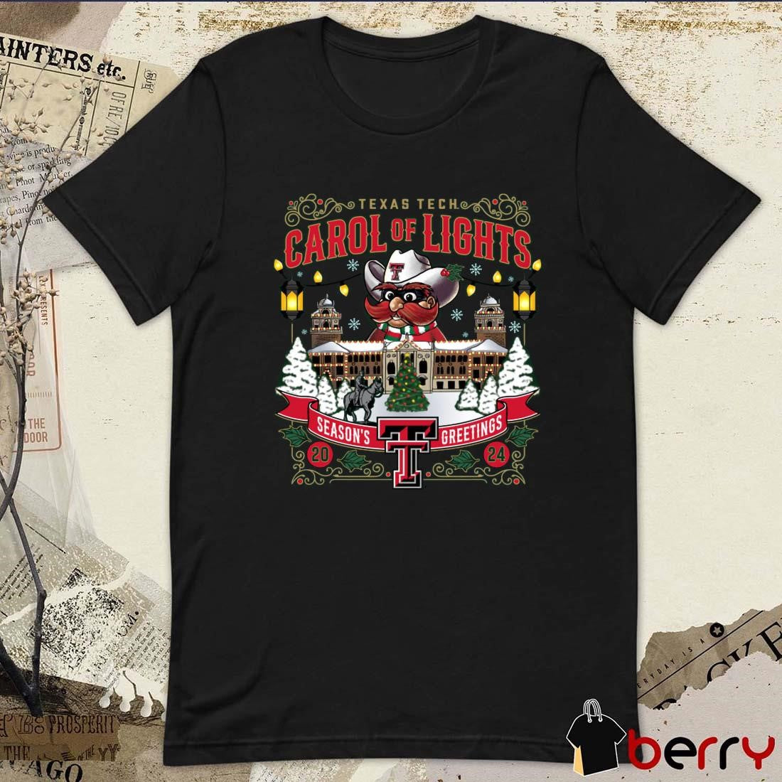 Texas Tech Red Raiders 2024 Carol of Lights Season’s Greetings Christmas t-shirt