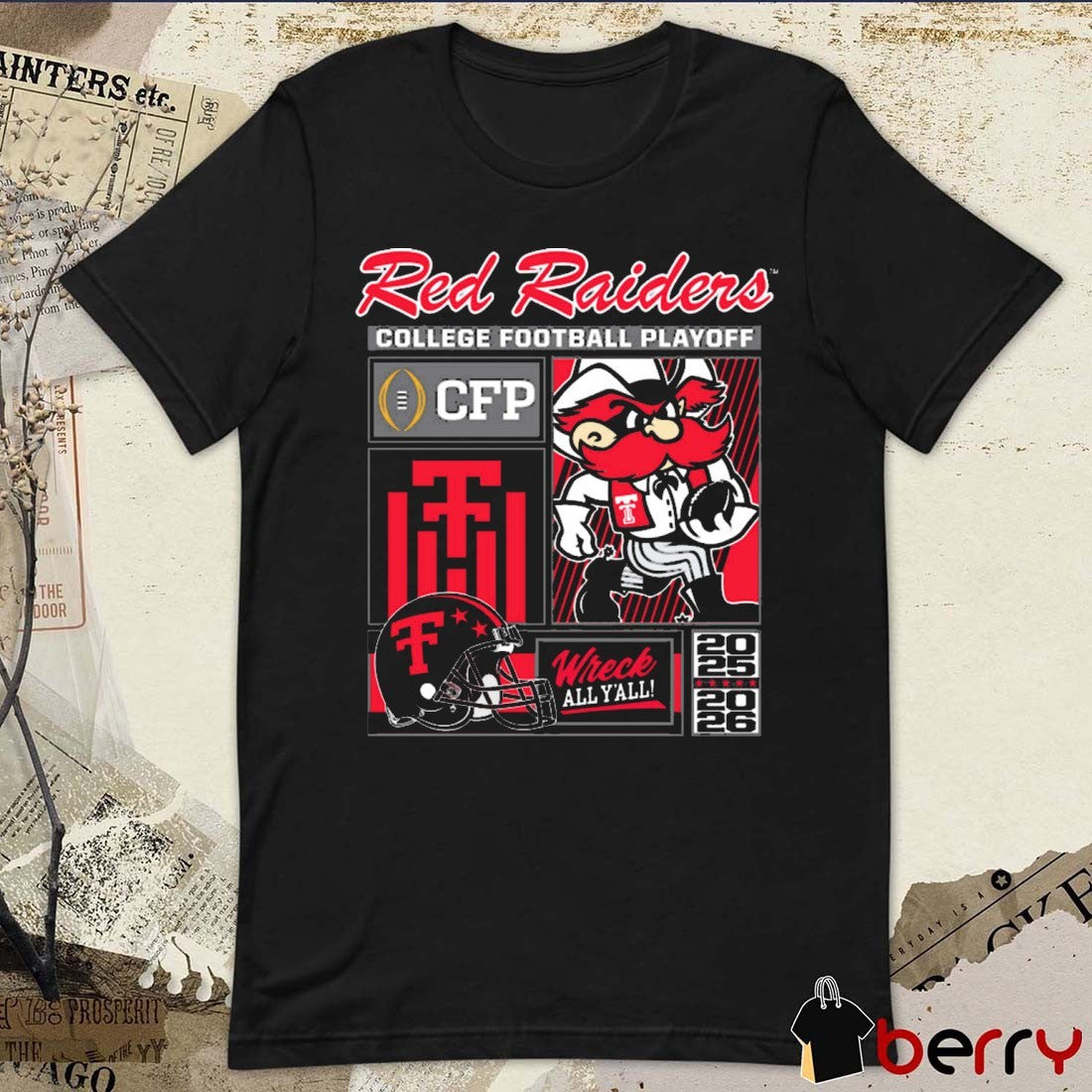 Texas Tech Red Raiders College Football Playoff Big 12 Football Conference Champions Wreck All Yall 2025-26 t-shirt