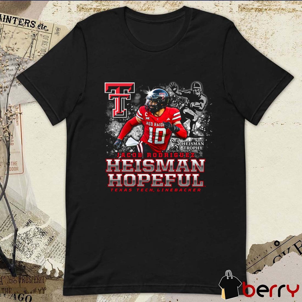 Texas Tech Red Raiders Jacob Rodriguez Heisman Hopeful Logos t-shirt