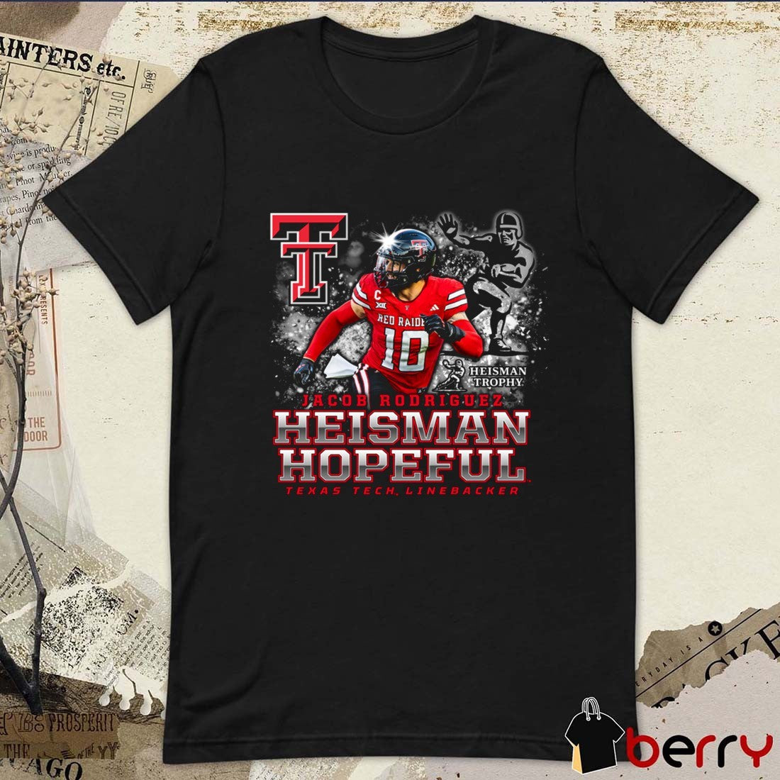Texas Tech Red Raiders Jacob Rodriguez Heisman Hopeful Logos t-shirt