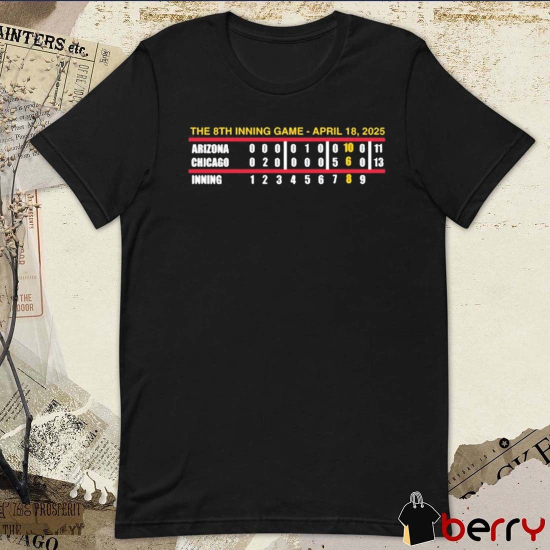 The 8Th Inning Game Never Forget April 18 2025 Arizona Chicago Inning t-shirt