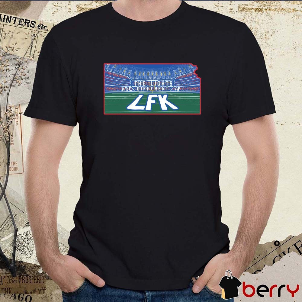 The Lights are Different In LFK Stadium Kansas Jayhawks Football NCAA t-shirt