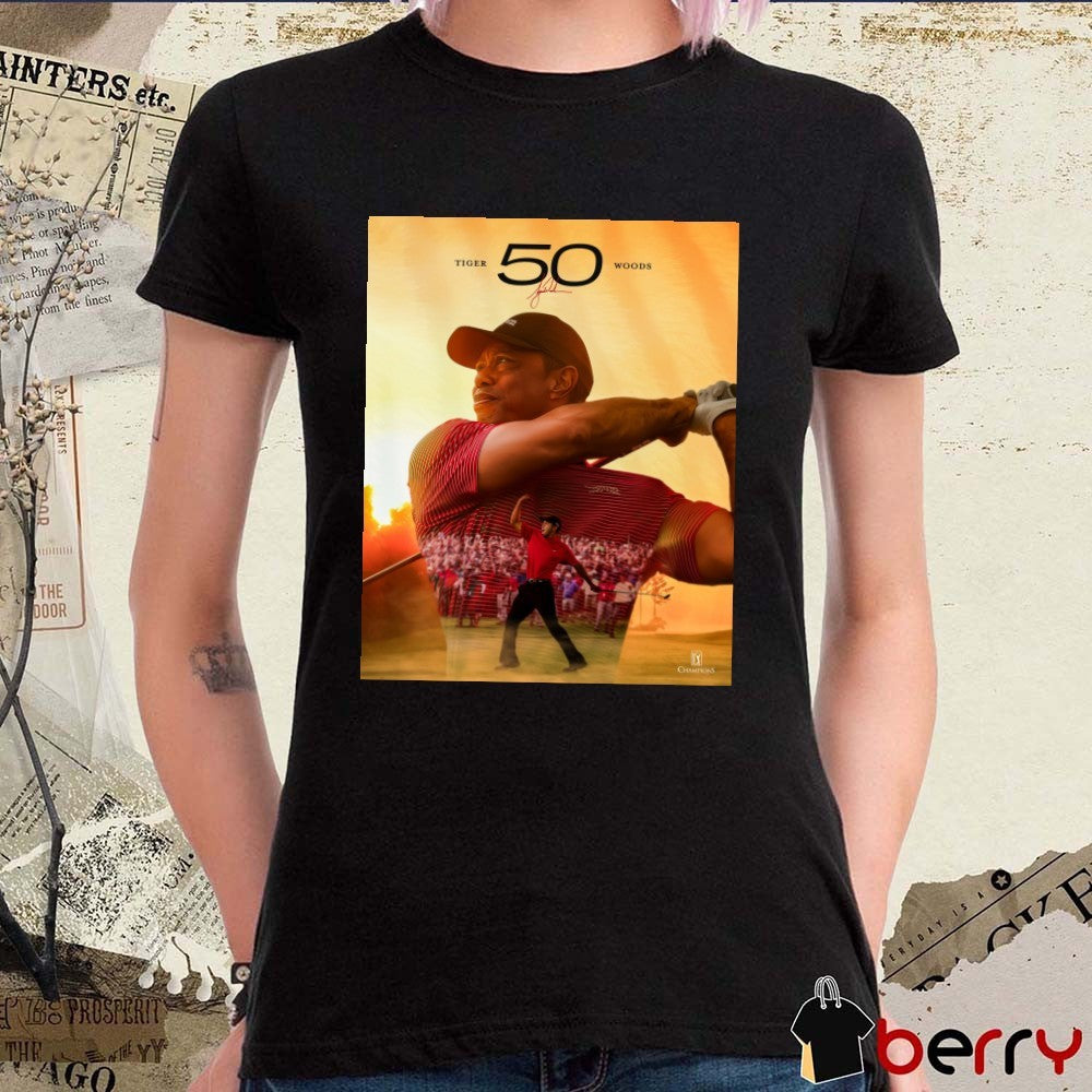 Tiger Woods’ 50th Birthday PGA Tour Champions Signature Poster t-shirt