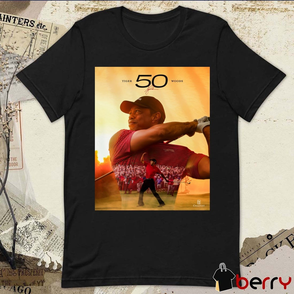 Tiger Woods’ 50th Birthday PGA Tour Champions Signature Poster t-shirt